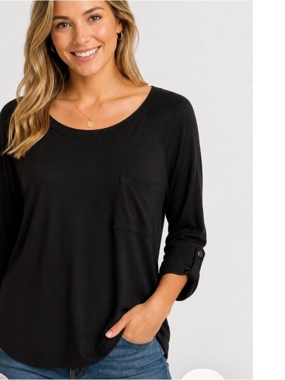 Black 3/4 Sleeve Top Size Medium